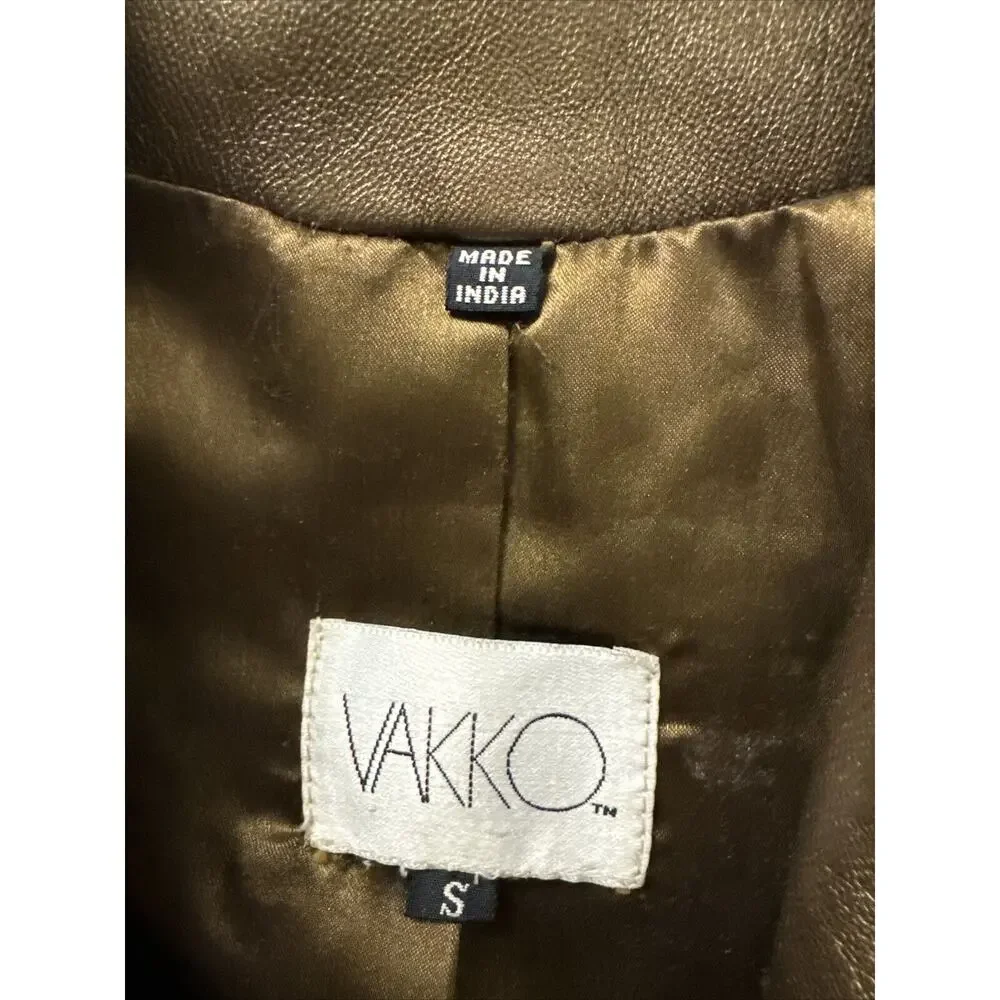 Vakko Jacket Size Large Leather Women's Brown Blazer Style Jacket - Picture 4 of 7